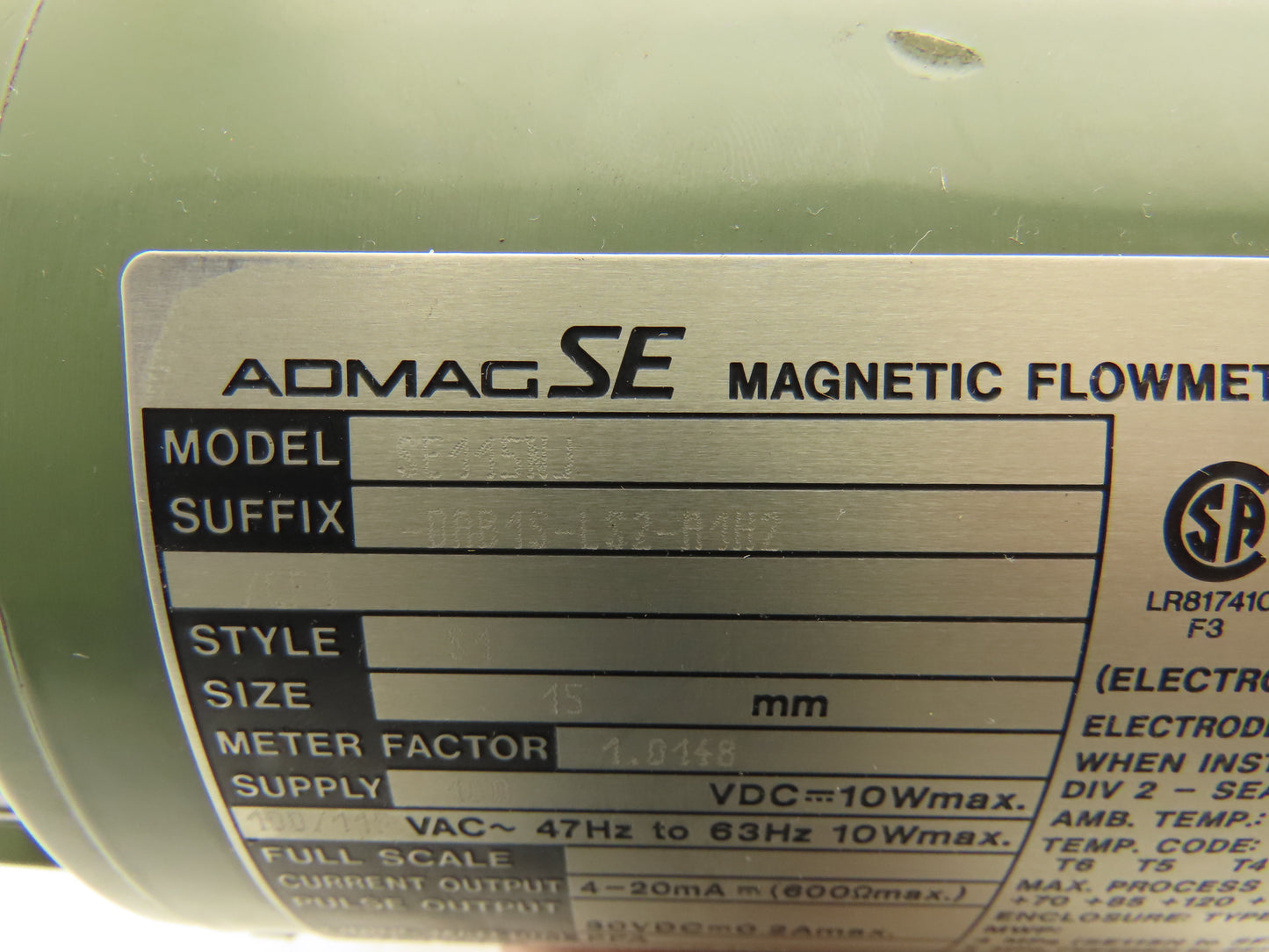 Yokogawa SE115NJ-DAB1S-LS2-A1H2 Yewflo Magnetic Flowmeter 115VAC 1/2" Haz Loc