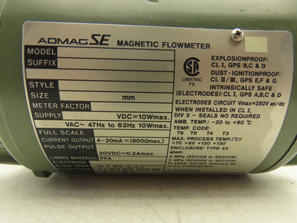 Yokogawa SE115NJ-DAB1S-LS2-A1H2 Yewflo Magnetic Flowmeter 115VAC 1/2" Haz Loc