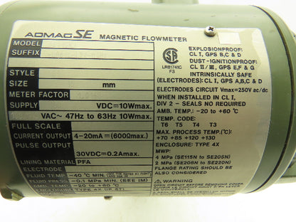 Yokogawa SE115NJ-DAB1S-LS2-A1H2 Yewflo Magnetic Flowmeter 115VAC 1/2" Haz Loc