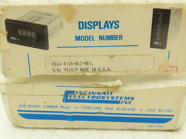 Cincinnati 4161-4-24-N12-REV 4-Digit LED Panel Display 24VDC