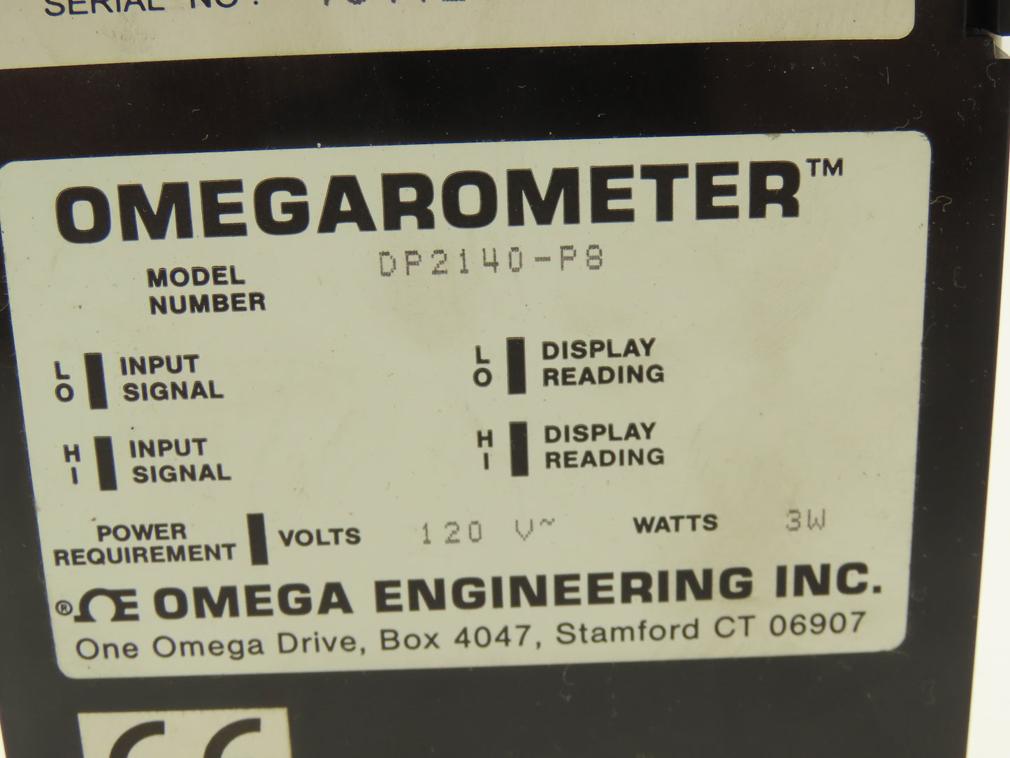 Omega DP2140-P8 Digital Panel Meter Display 120V DP2000 Omegarometer