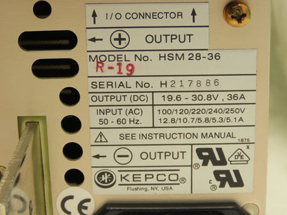 Kepco HSM 28-36 DC Power Supply 28V 36A 1000W Output 120/240V 1PH Input