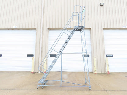 Cotterman Metal Rolling Ladder 12-Step 10'H Platform 24x7"Tread 162"H 32"W 450Lb