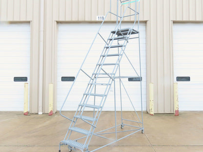 Cotterman Metal Rolling Ladder 12-Step 10'H Platform 24x7"Tread 162"H 32"W 450Lb