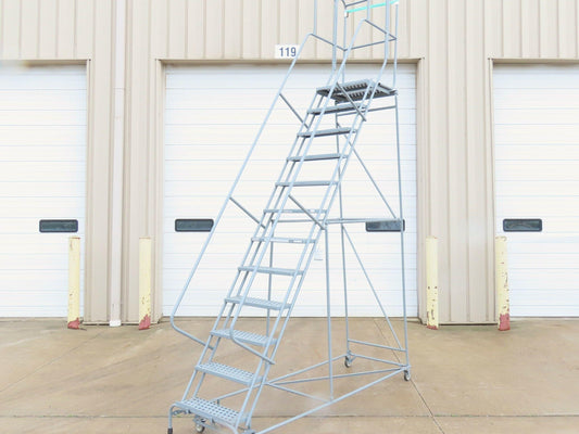 Cotterman Metal Rolling Ladder 12-Step 10'H Platform 24x7"Tread 162"H 32"W 450Lb