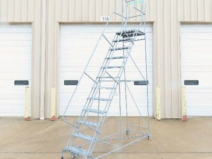 Cotterman Metal Rolling Ladder 12-Step 10'H Platform 24x7"Tread 162"H 32"W 450Lb