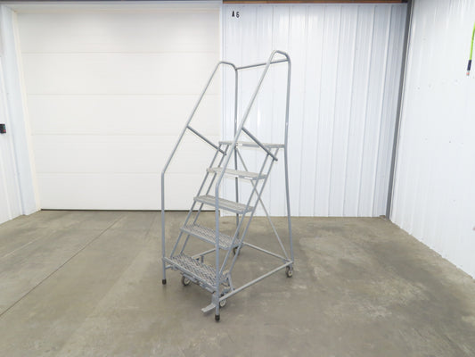 Cotterman Metal Rolling Ladder 5-Step 50"H Platform 24x7"Tread 80"H 30"W 450Lb