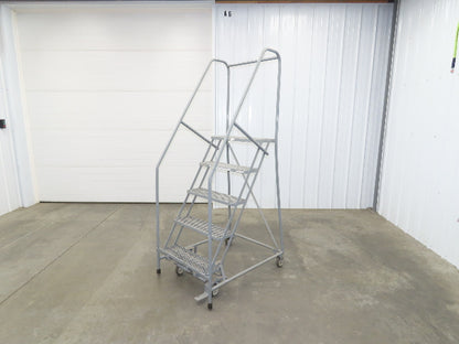 Cotterman Metal Rolling Ladder 5-Step 50"H Platform 24x7"Tread 80"H 30"W 450Lb