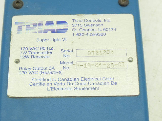 Triad TR-18-8K-25-CI SuperLight VI Programmable Safety Light Curtain Emitter