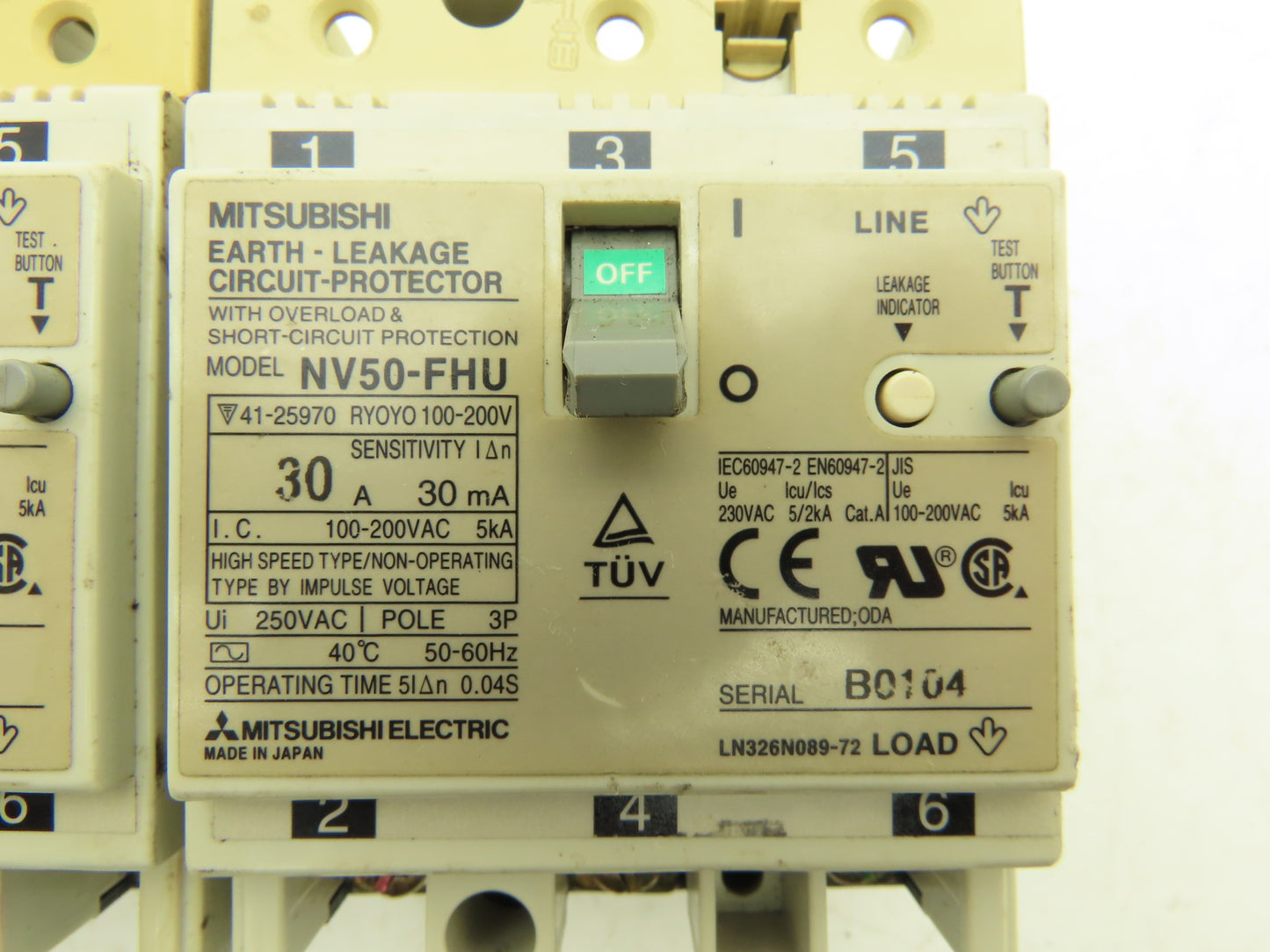 Mitsubishi Electric NV50-FHU Circuit Breaker 30A 3-Pole 60Hz 100-200VAC Lot of 3