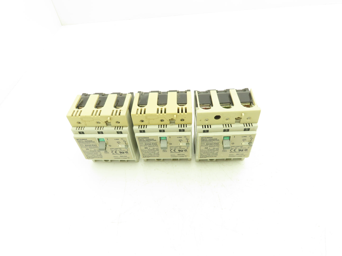 Mitsubishi Electric NV50-FHU Circuit Breaker 30A 3-Pole 60Hz 100-200VAC Lot of 3