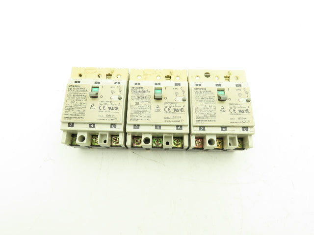 Mitsubishi Electric NV50-FHU Circuit Breaker 30A 3-Pole 60Hz 100-200VAC Lot of 3