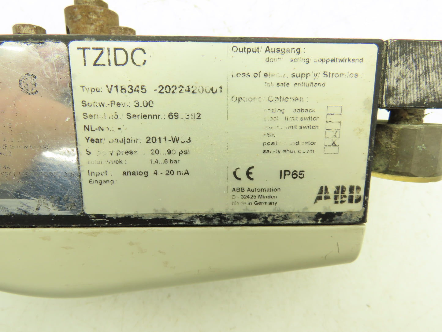 ABB V18345-2022420001 Pneumatic Valve Digital Positioner Double Acting 1/4" NPT