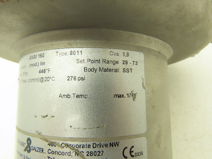 Schubert & Salzer 8011  1" Sliding Gate Valve Pressure Regulator 276 PSI 7017670