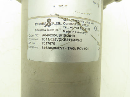 Schubert & Salzer 8011  1" Sliding Gate Valve Pressure Regulator 276 PSI 7017670