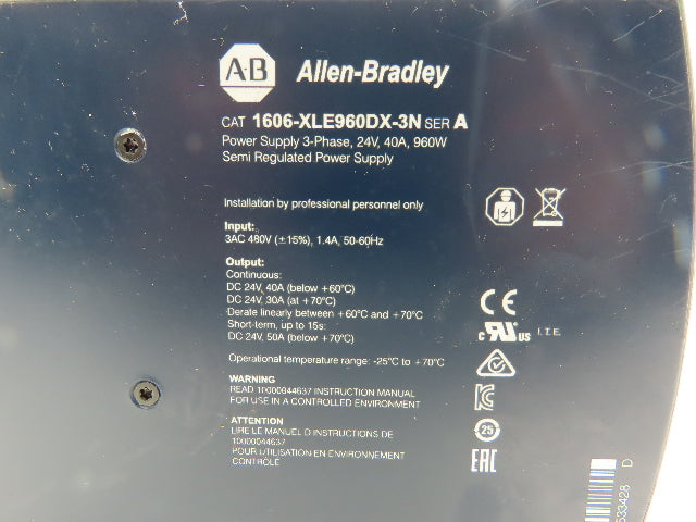 Allen Bradley 1606-XLE Semi Regulated Power Supply 480VAC 3PH Input 24VDC Out