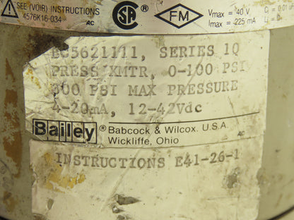 Bailey BC5621111 Pressure Transmitter 0-100psi 12-24VDC w/Diaphragm Seal