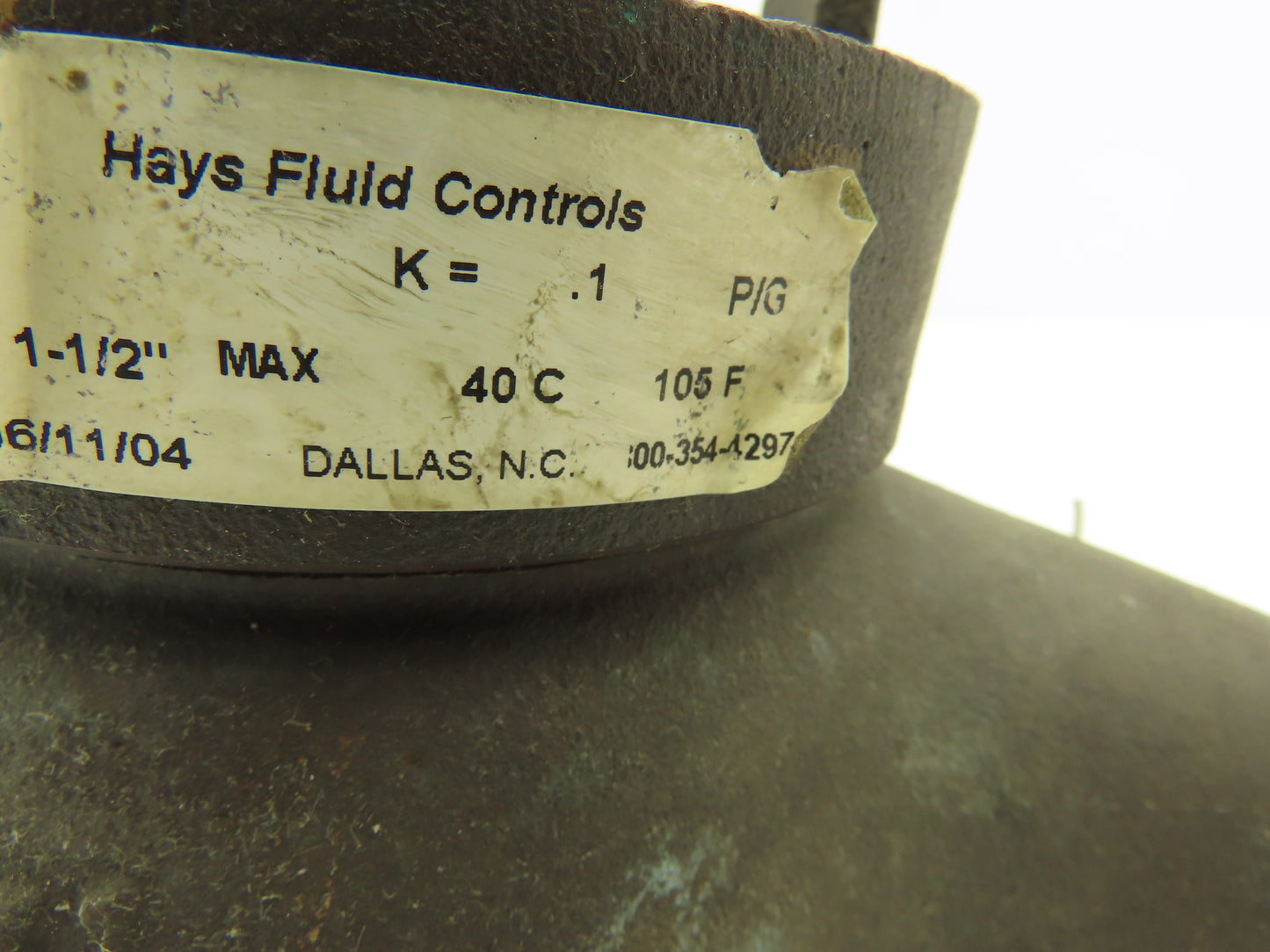 Hays Fluid Controls 00-354-4297  1.5" Fluid Displacement Flow Meter Bronze Valve