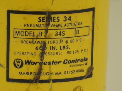 Worcester Controls B34S Pneumatic Valve Actuator Spring Return 1-1/4" Ball Valve