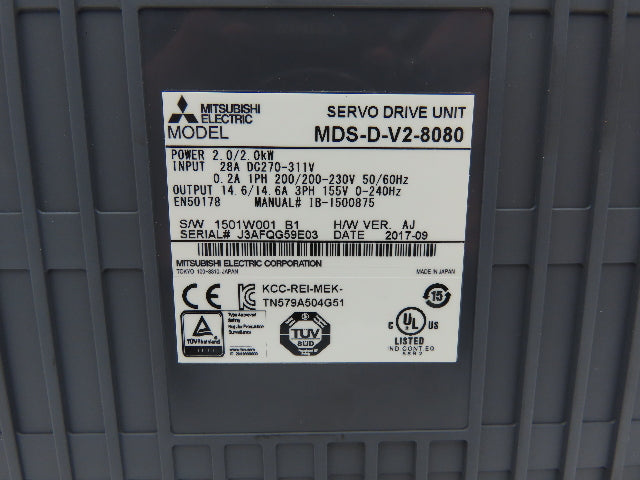 Mitsubishi MDS-D-V2-8080 Servo Amplifier Drive 230VAC In 155VAC 3PH 0-240Hz Out