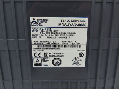 Mitsubishi MDS-D-V2-8080 Servo Amplifier Drive 230VAC In 155VAC 3PH 0-240Hz Out
