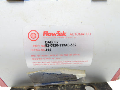 FlowTek 4-150 4" Stainless Ball Valve & Pneumatic Actuator Assembly DAB092