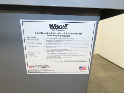 Wright 75555-GRY 3/4 YD Self Dumping Hopper 4000lbs Trash Recycling 10 Gauge Bin