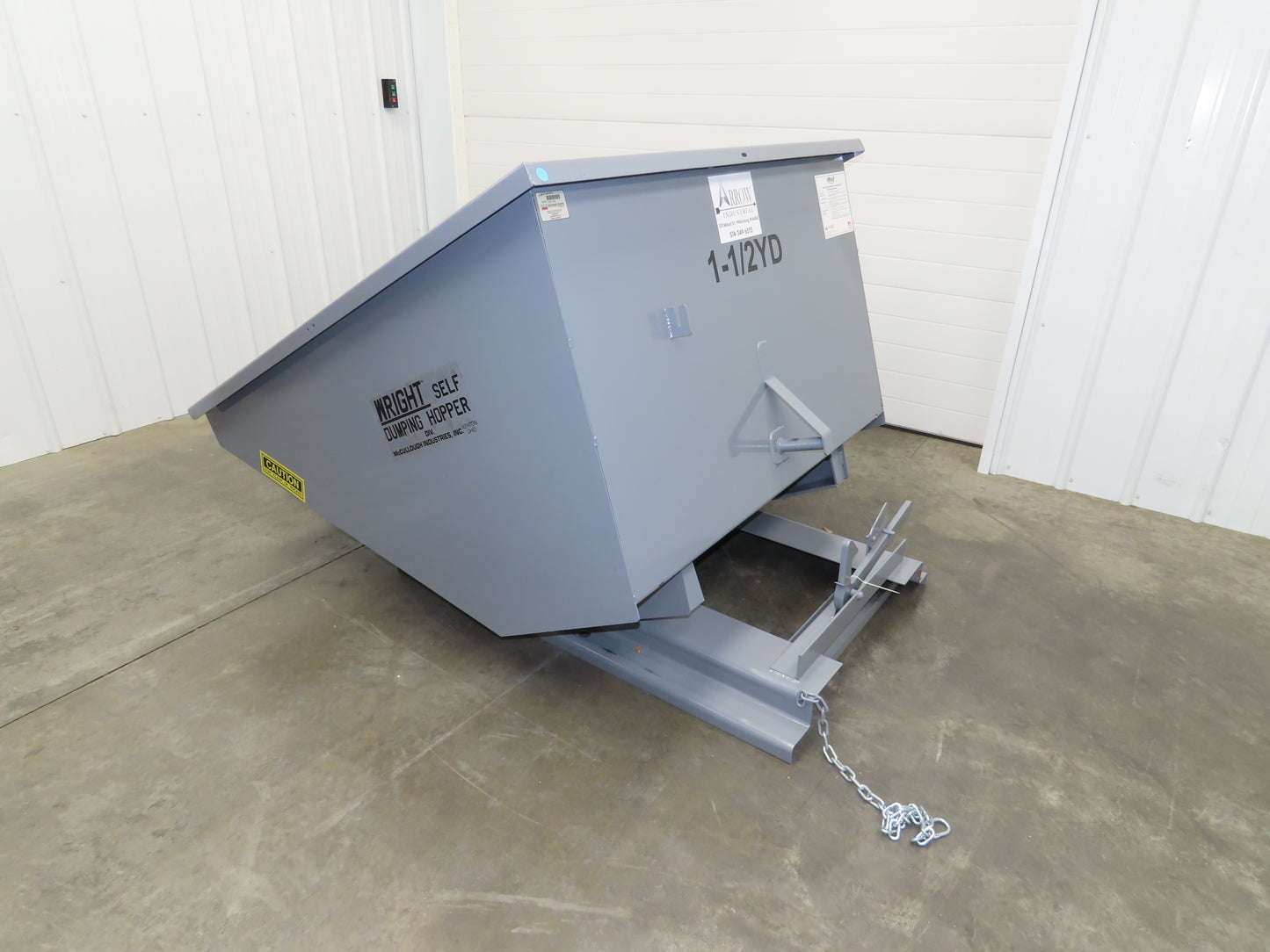 Wright 15055-GRY 1-1/2 YD Self Dumping Hopper 4000lbs Trash Recycle 10 Gauge Bin