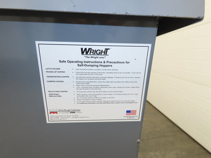 Wright 15055-GRY 1-1/2 YD Self Dumping Hopper 4000lbs Trash Recycle 10 Gauge Bin