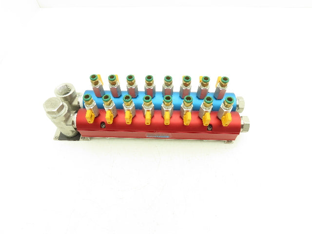 Burger & Brown 8-Station Aluminum Water Cooling Manifold Set Hot & Cold 16 Ports