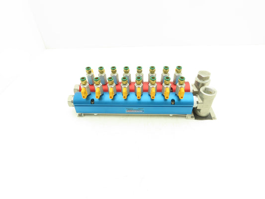 Burger & Brown 8-Station Aluminum Water Cooling Manifold Set Hot & Cold 16 Ports