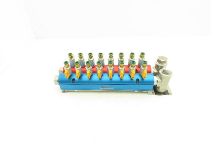 Burger & Brown 8-Station Aluminum Water Cooling Manifold Set Hot & Cold 16 Ports