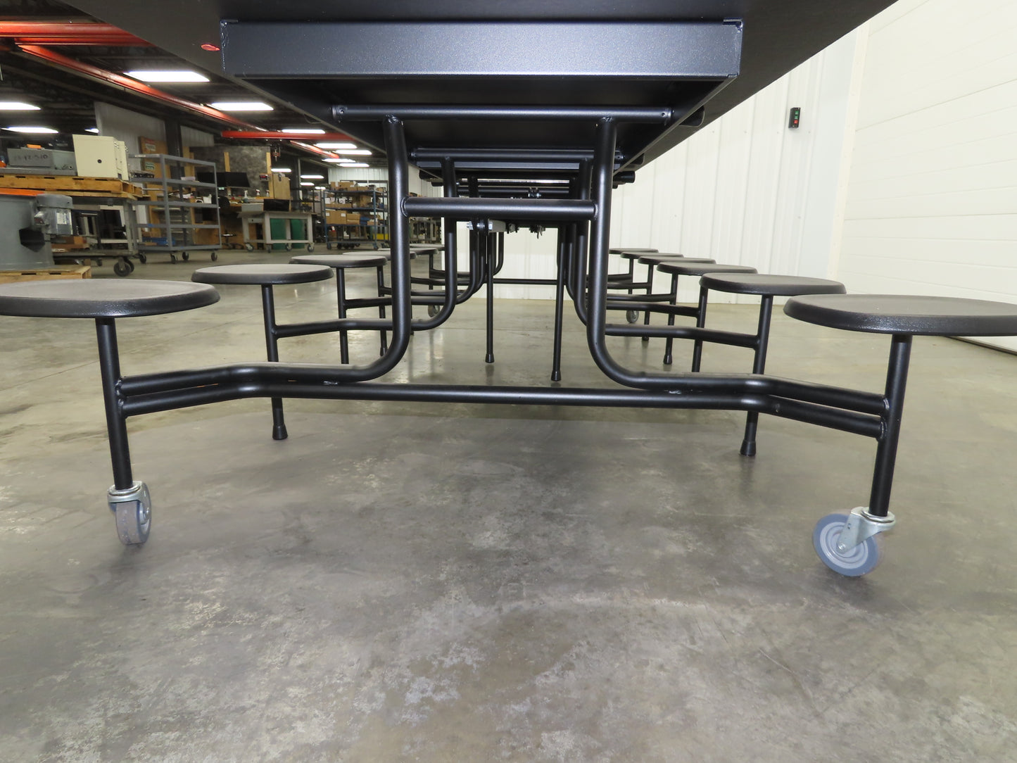 Uline H-9855MAP Mobile Cafeteria Table 12' L 30" W Rectangular 12 Stool Lunch