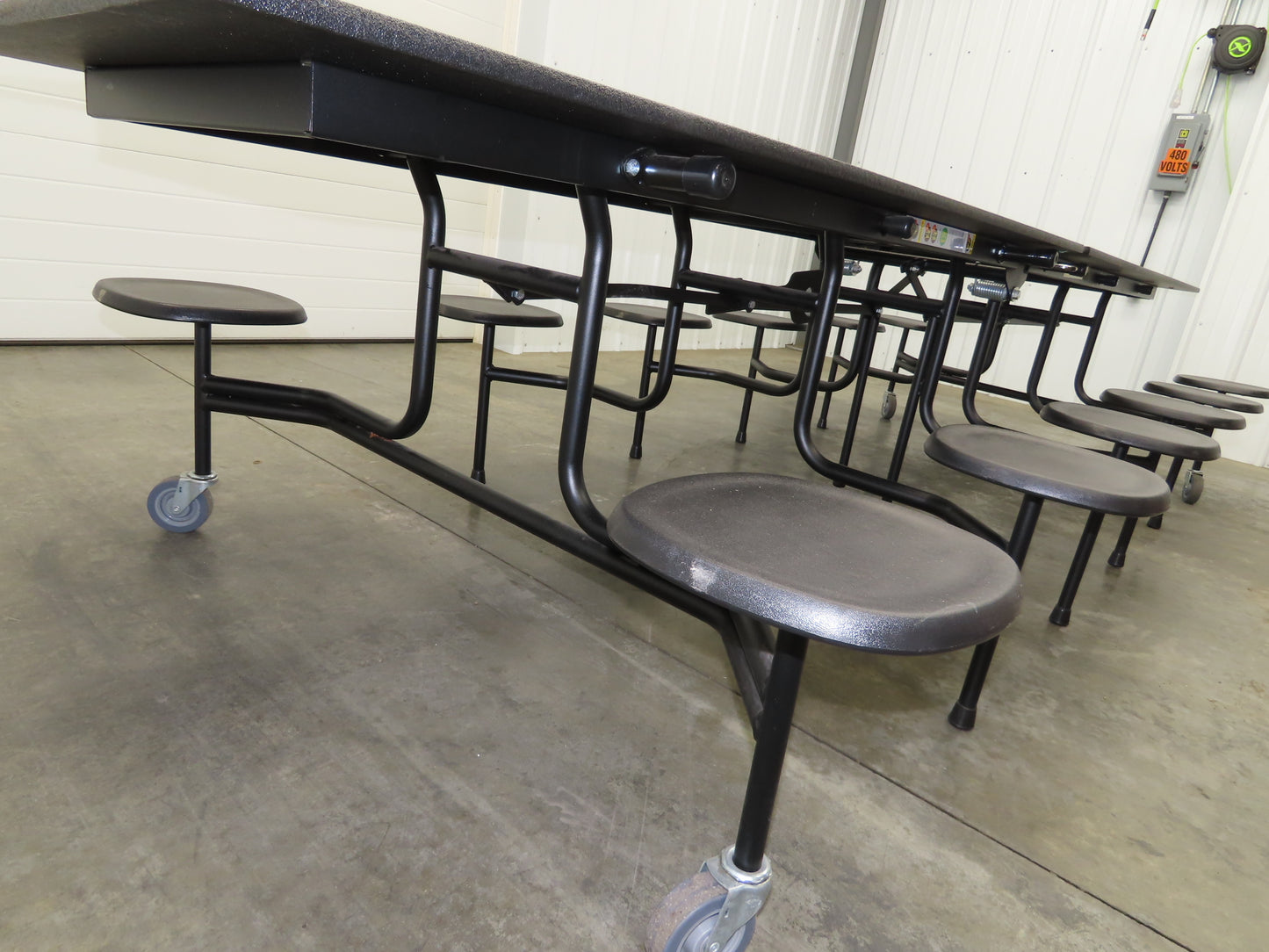 Uline H-9855MAP Mobile Cafeteria Table 12' L 30" W Rectangular 12 Stool Lunch