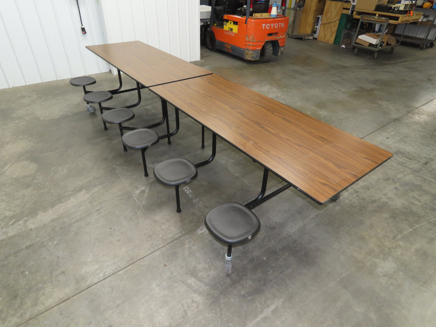Uline H-9855MAP Mobile Cafeteria Table 12' L 30" W Rectangular 12 Stool Lunch