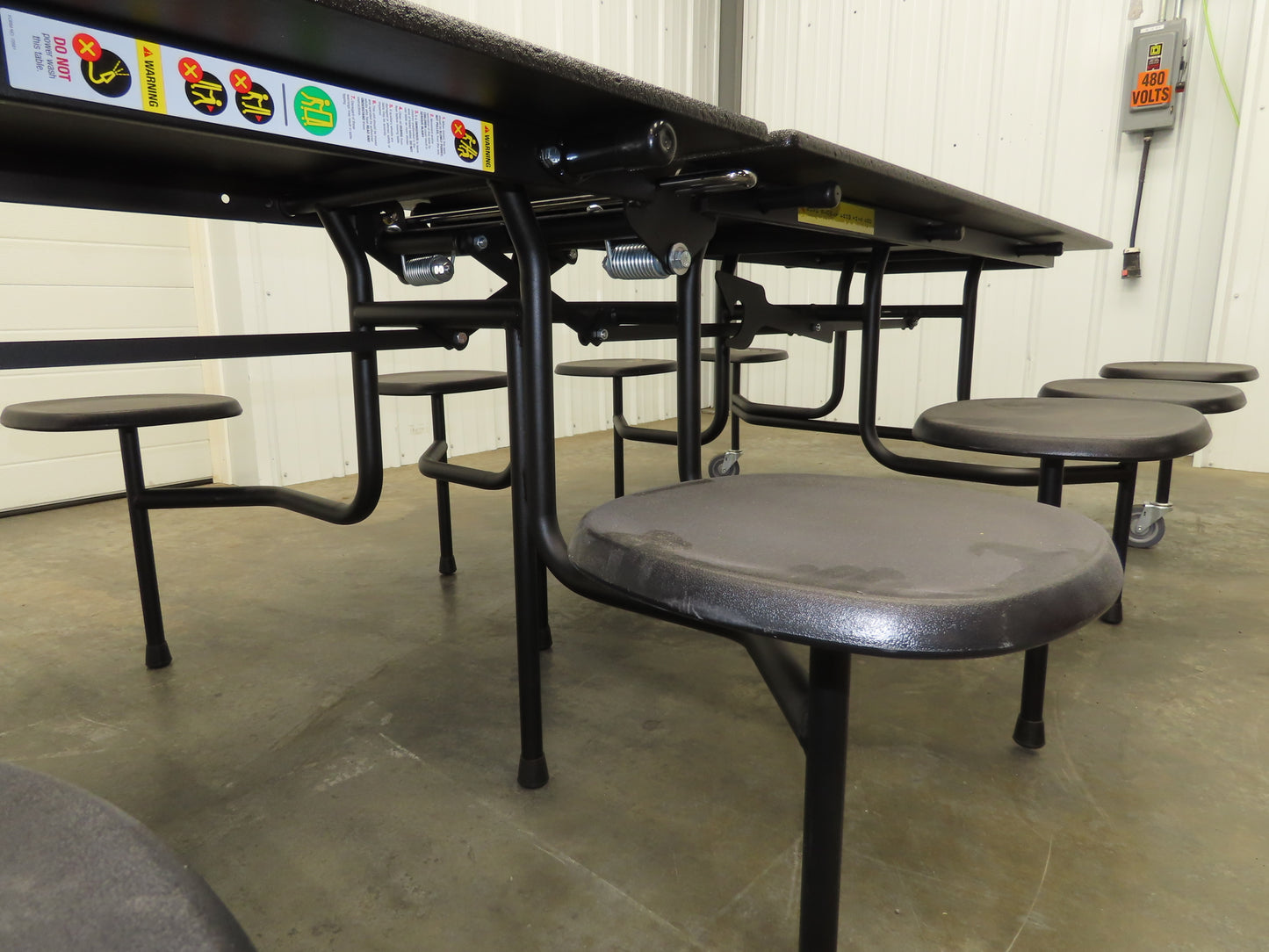 Uline H-9855MAP Mobile Cafeteria Table 12' L 30" W Rectangular 12 Stool Lunch