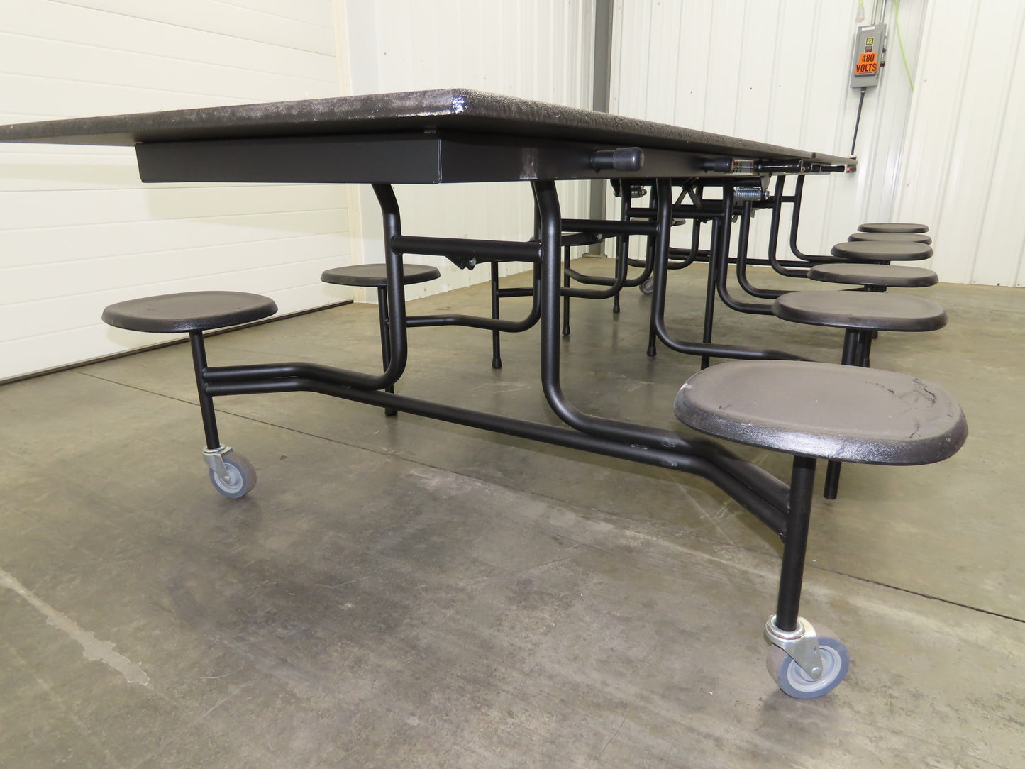 Uline H-9855MAP Mobile Cafeteria Table 12' L 30" W Rectangular 12 Stool Lunch