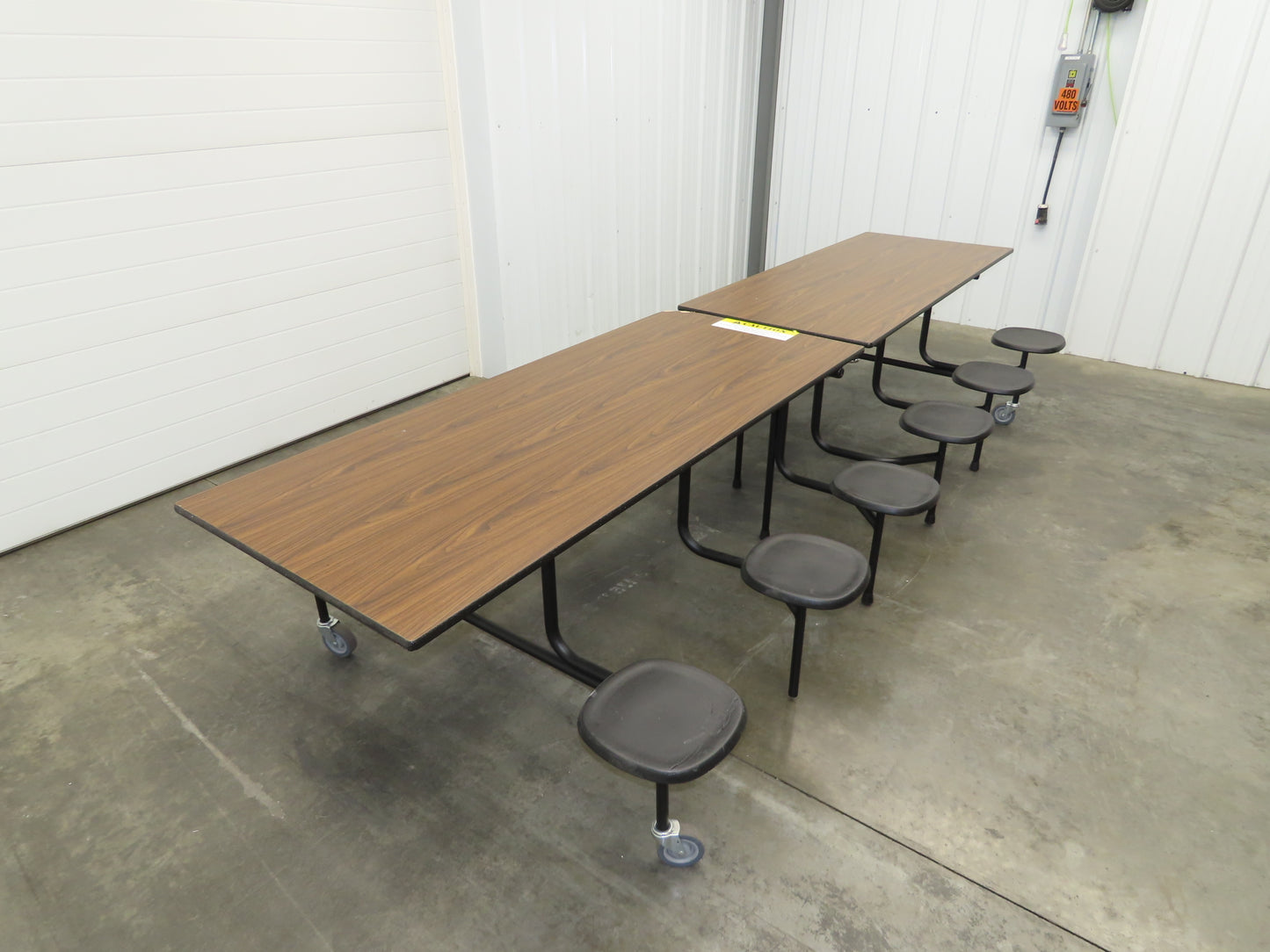 Uline H-9855MAP Mobile Cafeteria Table 12' L 30" W Rectangular 12 Stool Lunch