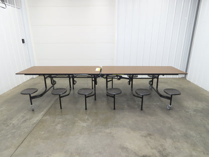 Uline H-9855MAP Mobile Cafeteria Table 12' L 30" W Rectangular 12 Stool Lunch