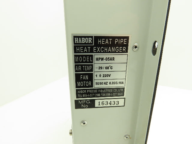 Harbor Precise Industries HPW-05AR Heat Pipe Heat Exchanger 220VAC 1PH