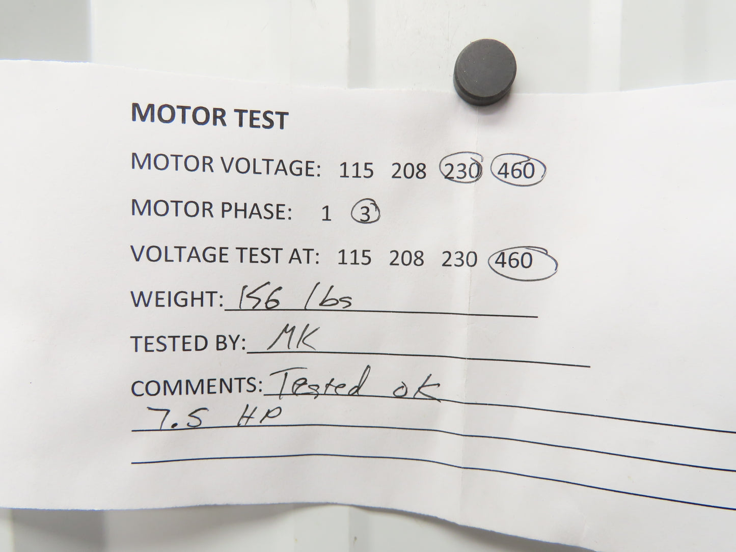 MagneTek Type TBEF Electric Motor 7.5Hp 1745 RPM 230/460VAC 3PH 213T Frame