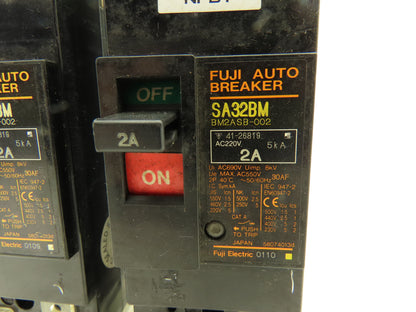 Fuji Electric SA32BM Auto Break 2-Pole Circuit Breaker 2A 220VAC Lot of 2