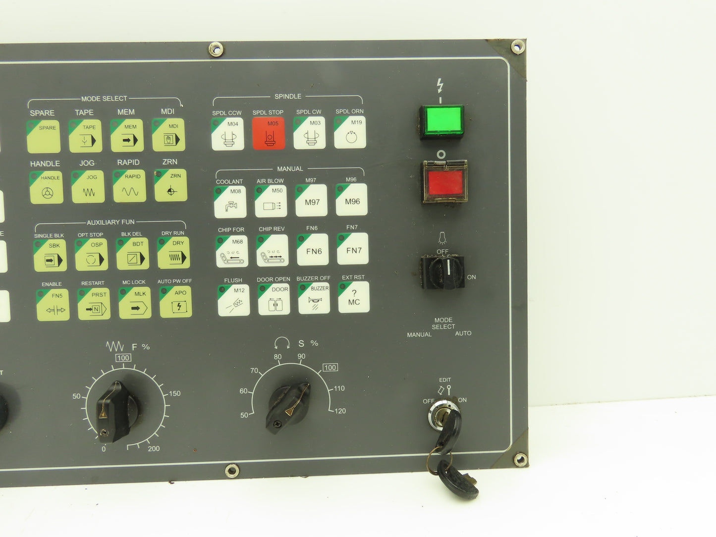Mitsubishi MHTS-02A Machine Pushbutton Console Axis Spindle Control Panel