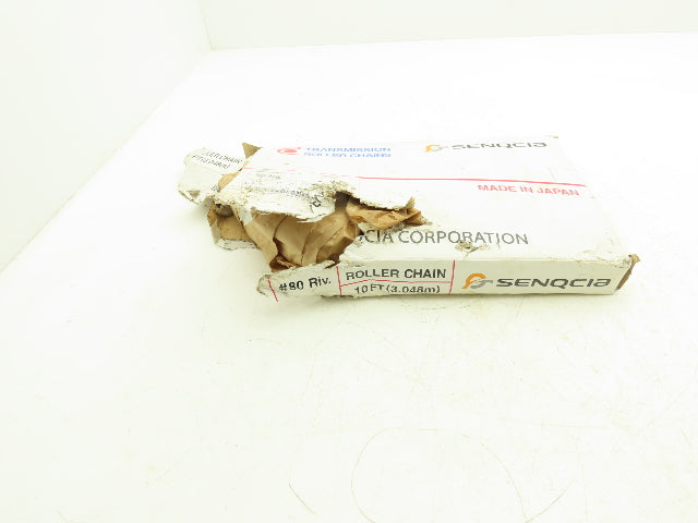 Senqcia #80 Transmission Roller Chain 1" Pitch 10'L Single Strand Riveted