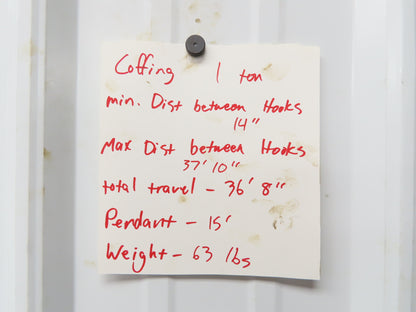 Coffing Porta-Hoist 1 Ton 2000Lb Manual Chain Fall Hand Hoist 37' 10" Lift