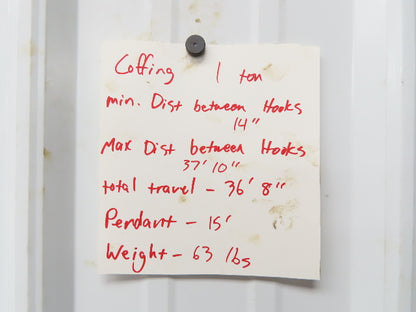 Coffing Porta-Hoist 1 Ton 2000Lb Manual Chain Fall Hand Hoist 37' 10" Lift