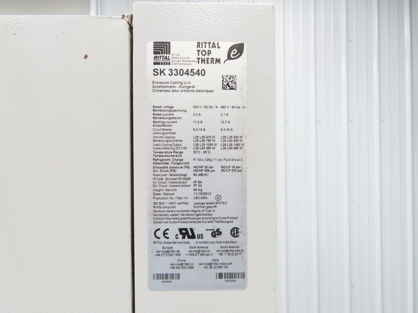 Rittal SK 3304.540 Top Therm Electrical Enclosure Air Conditioner 1460W 480V