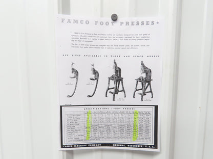 Famco 12 Punch Press 3 Ton Mechanical Kick Foot Pedal Cast Iron Size 12 Parol