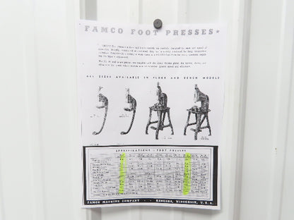 Famco 12 Punch Press 3 Ton Mechanical Kick Foot Pedal Cast Iron Size 12 Parol