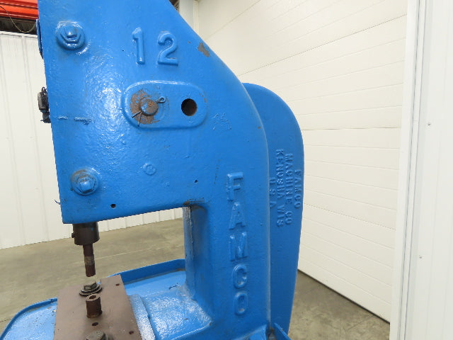 Famco 12 Punch Press 3 Ton Mechanical Kick Foot Pedal Cast Iron Size 12 Parol
